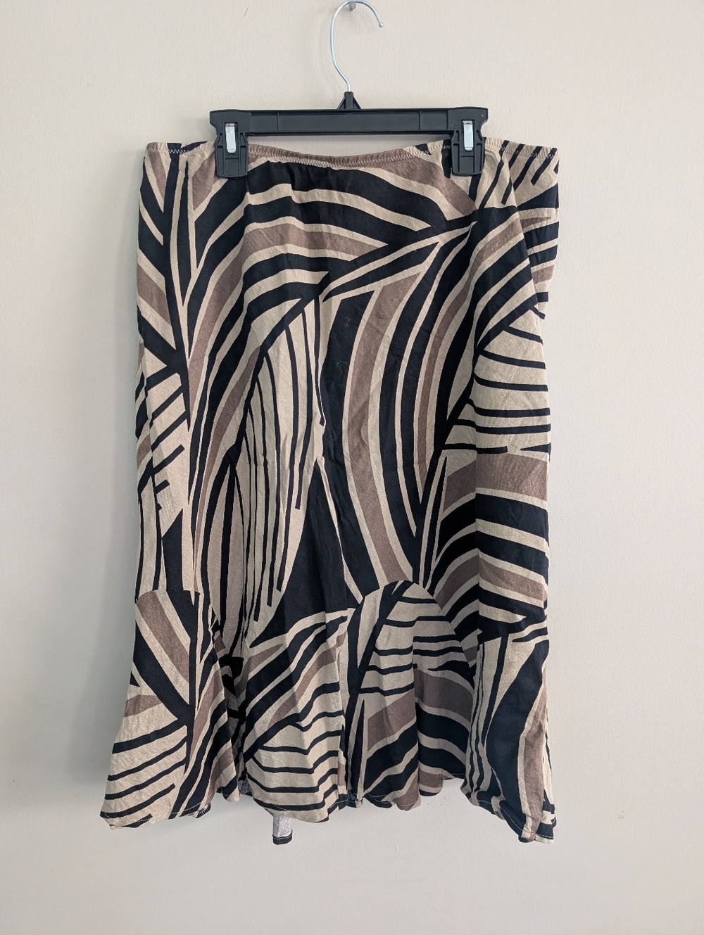 East 5th Linen Brown Leaf Print Skirt Size 18